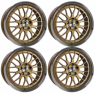 Vier bronzefarbene Leichtmetallfelgen mit mehrspeichigem Design.