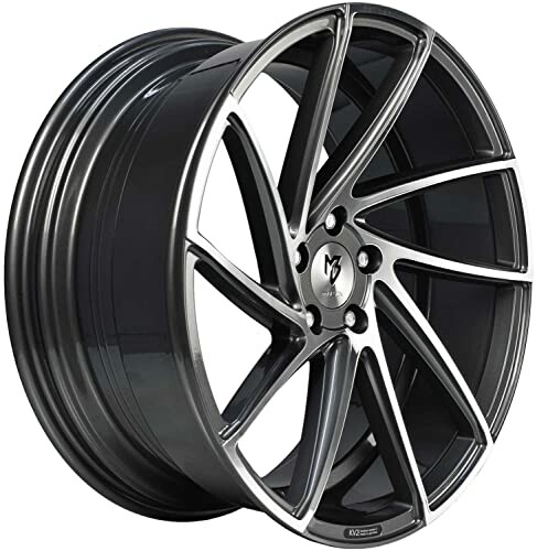 Schwarze und silberne Autoleichtmetallfelge