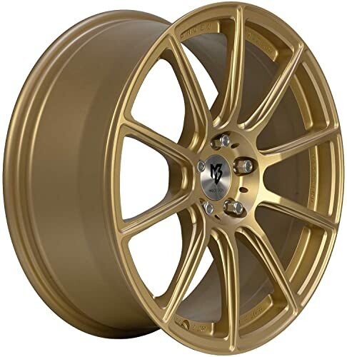 Goldene Autoradfelge mit Mehrspeichen-Design